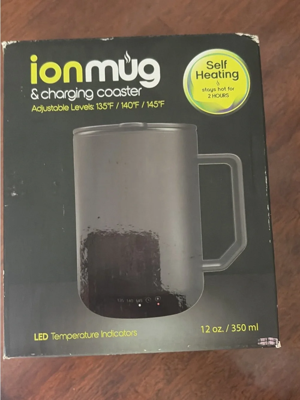 ionmug Self-Heating & Charging Coaster Mug - Black